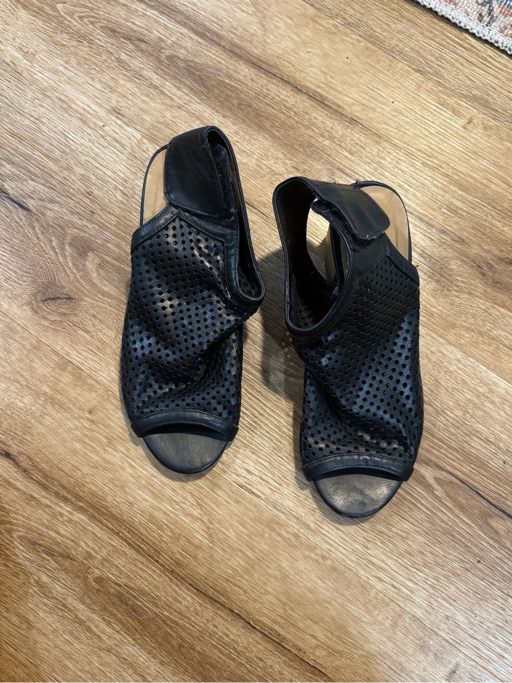 Cityclassified Black Perforated Open-Toe Mules